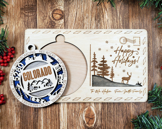 Wooden Holiday Ornament Post Cards