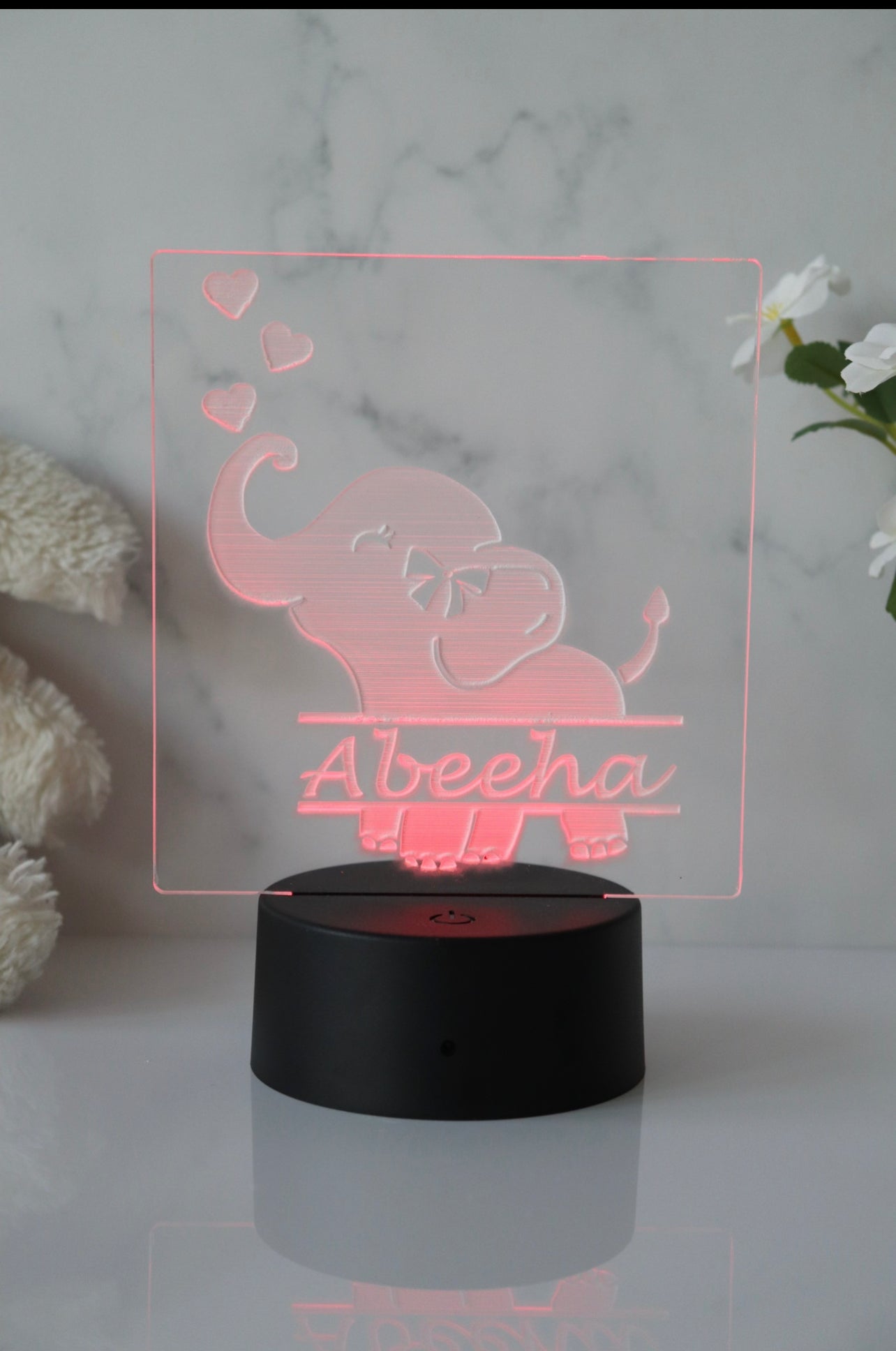 Elephant with Hearts Night Light